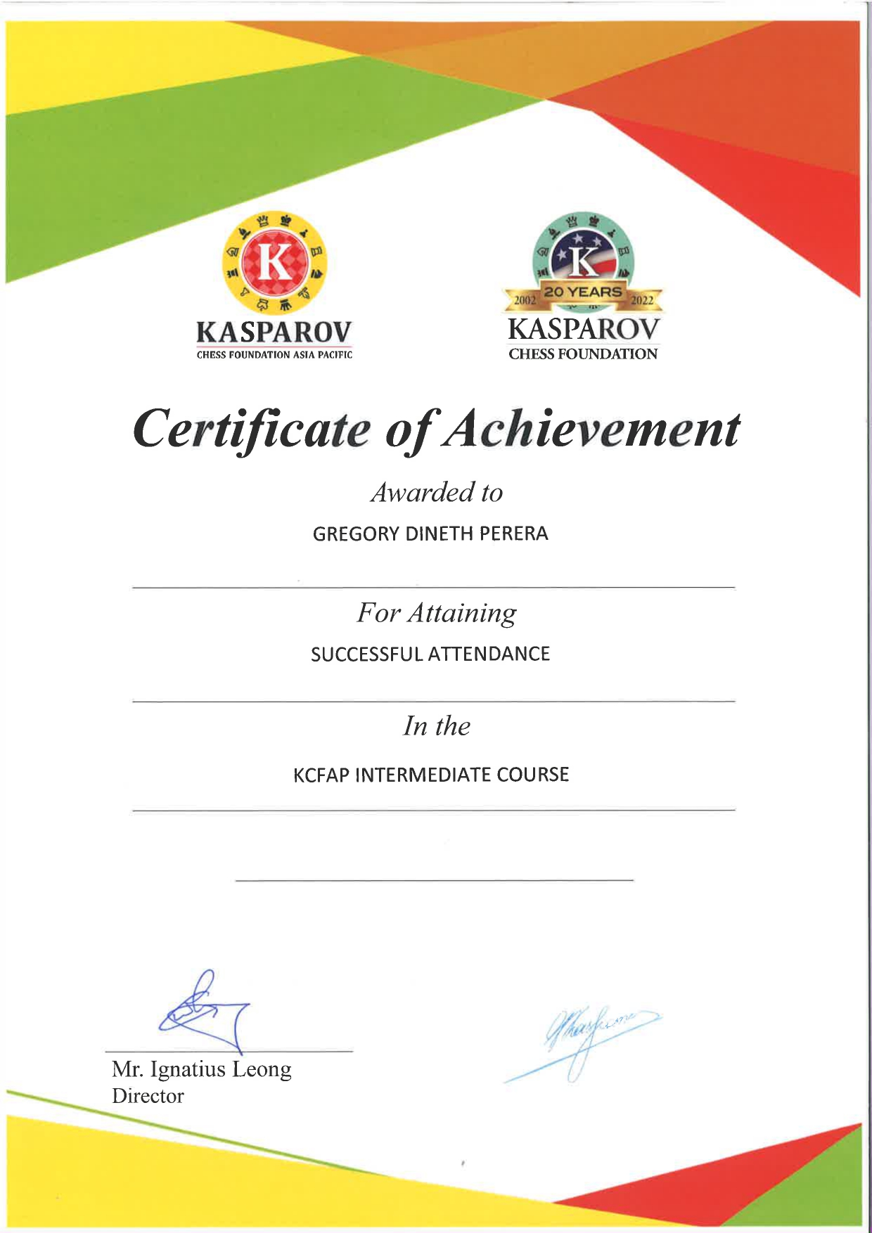 Chess Certificate